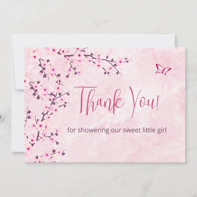 Cherry Blossom Baby Shower | Tarjeta de agradecimi (Anverso)