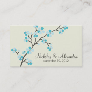 Cherry Blossom Boda tarjeta de visita (aqua)