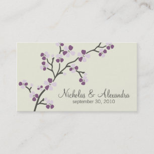 Cherry Blossom Boda tarjeta de visita (ciruela)