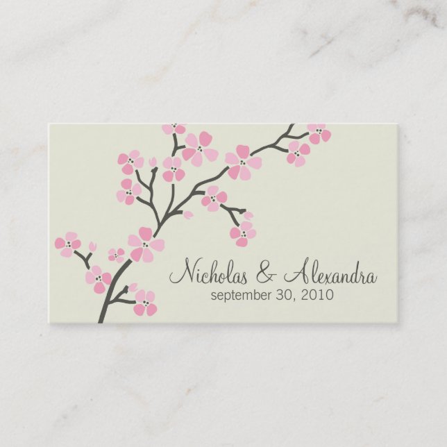 Cherry Blossom Boda tarjeta de visita (rosa) (Anverso)