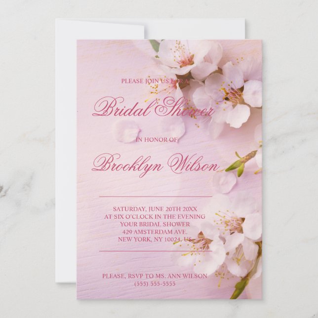 Cherry Blossom Elegant Bridal Shower Invitaciones (Anverso)