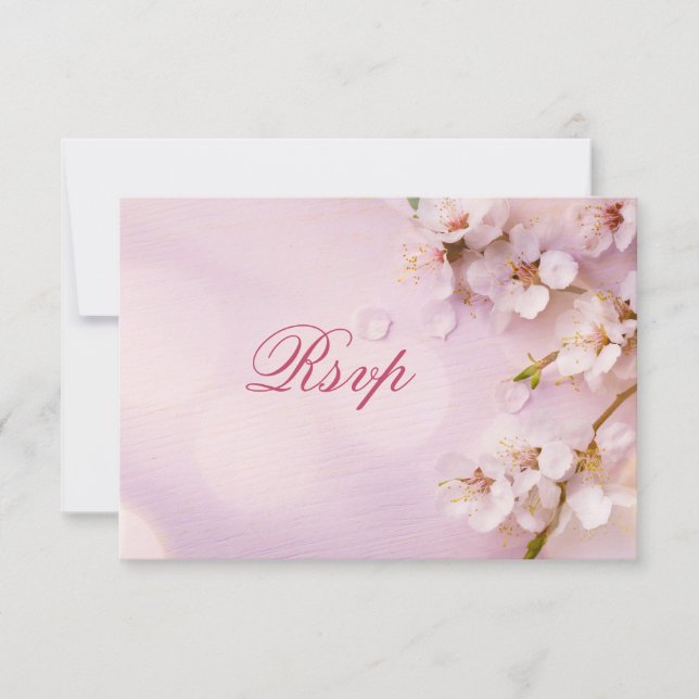Cherry Blossom Elegantes Tarjetas RSVP Para Boda (Anverso)