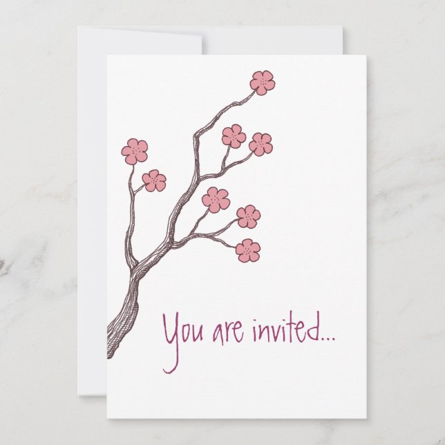 Cherry Blossom, estás invitado... Rosa invitación (Anverso)