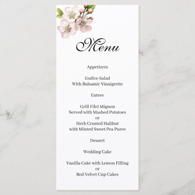 Cherry Blossom floral  Menu (Anverso)