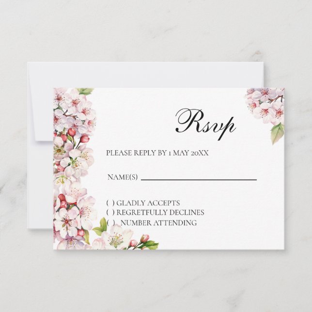 Cherry blossom Floral RSVP card (Anverso)