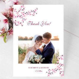 Cherry Blossom Photo Boda Gracias Tarjeta