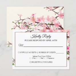 Cherry Blossom Pink Beige Wedding Tarjeta RSVP