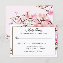 Cherry Blossom Pink White Wedding Tarjeta RSVP