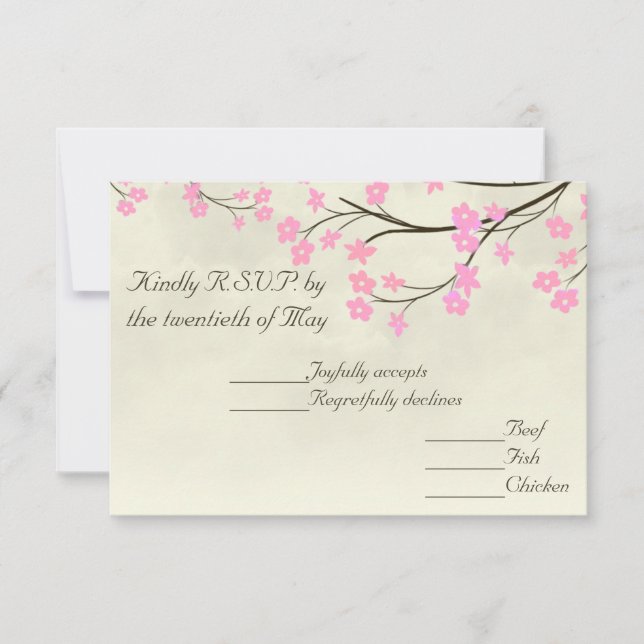 Cherry Blossom Wedding Tarjeta RSVP (Anverso)