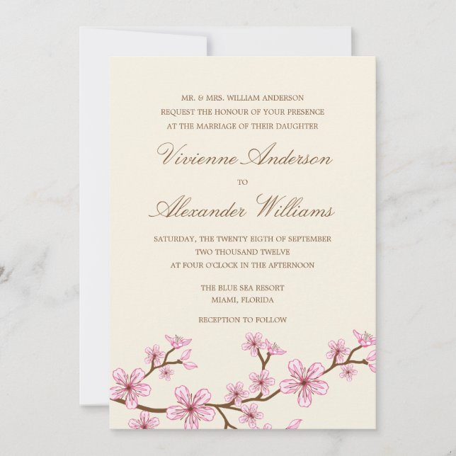 CHERRY BLOSSOMS | INVITACIÓN DE BODA (Anverso)