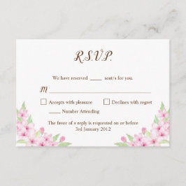 Cherry Blossoms Watercolor Wedding Tarjeta RSVP