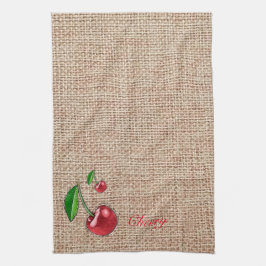 Cherry burlap print Kitchen Toallas