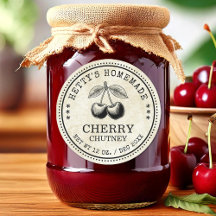 Cherry chutney jar etiqueta para sus recetas caser