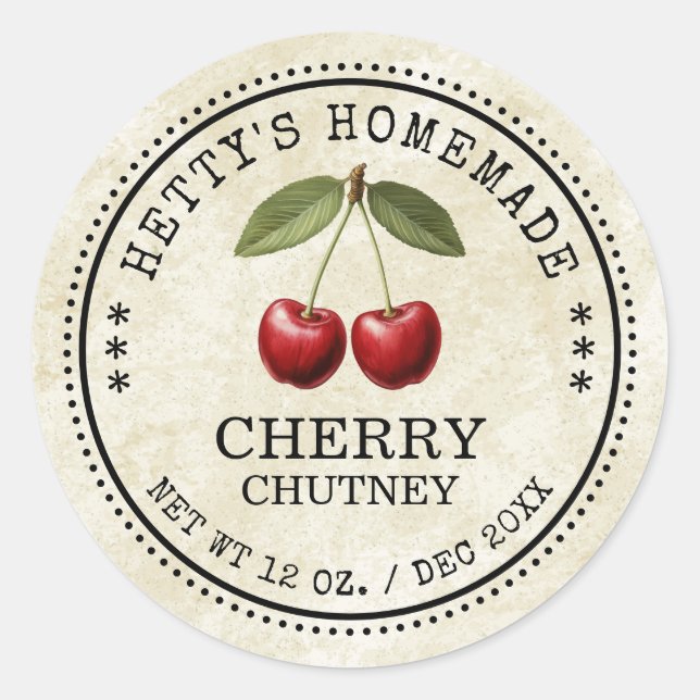 ¡Cherry chutney pegatina por tus recetas caseras! (Anverso)
