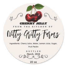 Cherry Jam Jelly conservar la etiqueta de canto Pe
