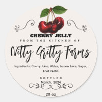 Cherry Jam Jelly conservar la etiqueta de canto Pe