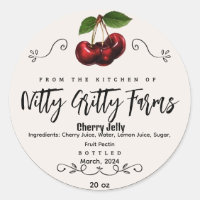 Cherry Jam Jelly conservar la etiqueta de canto Pe
