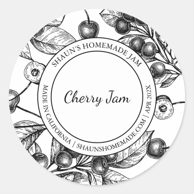 Cherry Jam Sketch Etiqueta moderna (Anverso)