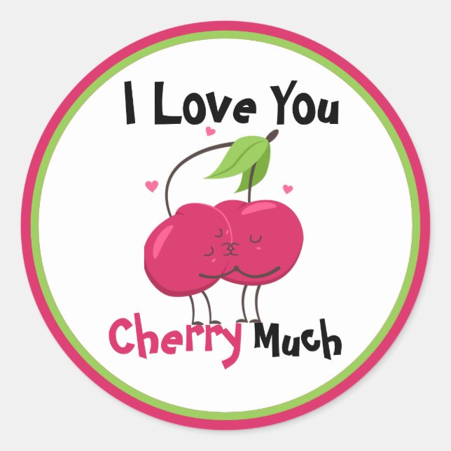 Cherry Love Pun Pegatina (Anverso)