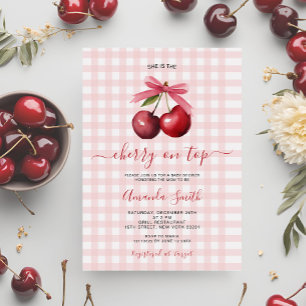 Cherry On Top con la invitación de Baby Shower Bow