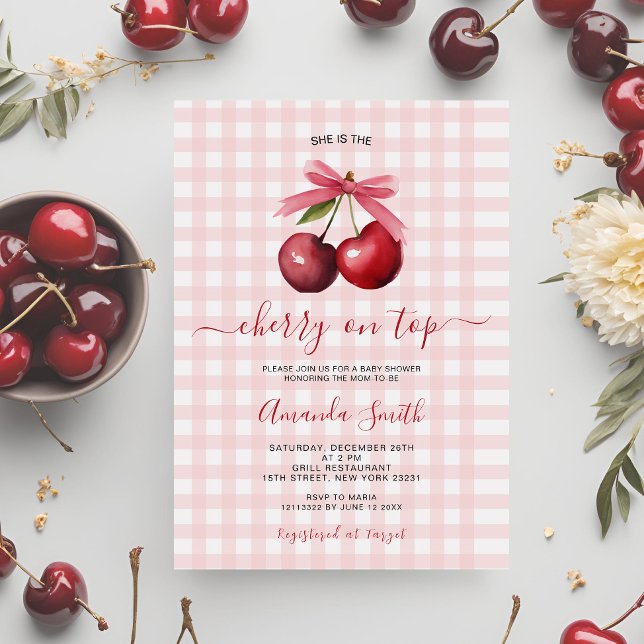 Cherry On Top con la invitación de Baby Shower Bow (Subido por el creador)