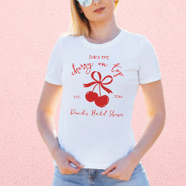 Cherry On Top Coquette Bow Bridal Shower Shirt