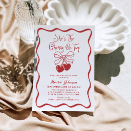 Cherry On Top Coquette Bridal Shower Invitación