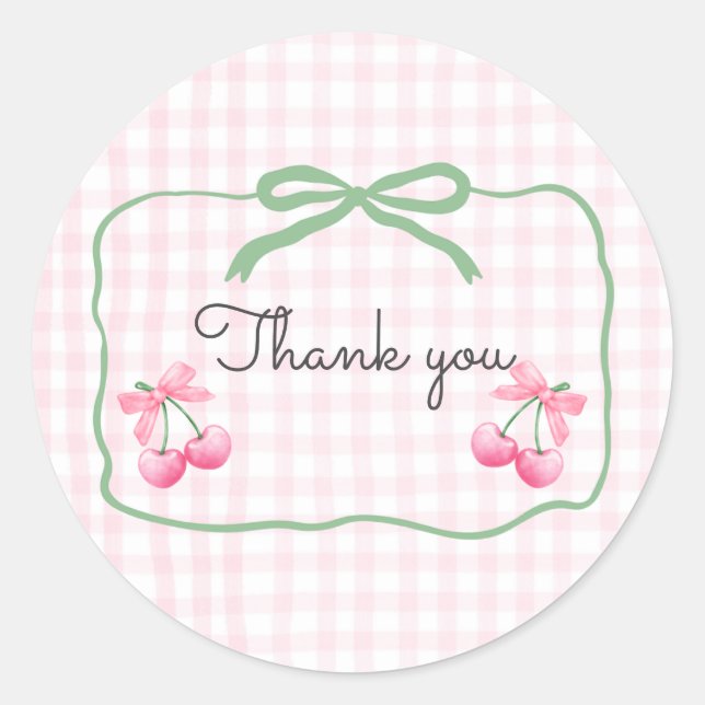 Cherry On Top First Birday Round Pegatina (Anverso)