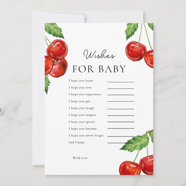 Cherry on Top Wiers Para Tarjeta De Juego Baby Sho (Anverso)