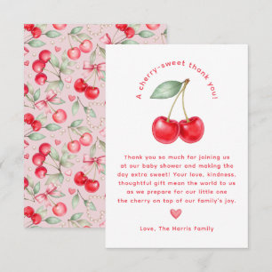 Cherry Sweet Baby Shower Tarjeta de agradecimiento