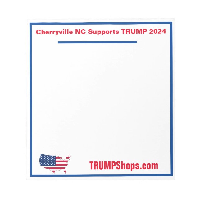 Cherryville NC soporta el Bloc de notas TRUMP 2024 (Frente)