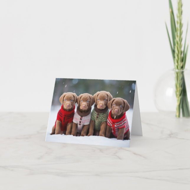 Chesapeake Bay Retriever Cuppies Tarjeta de Navida (Anverso)