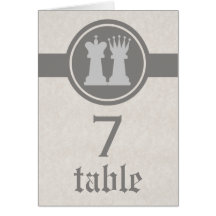 Chess King and Queen Boda Table Card, Gris