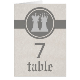 Chess King and Queen Boda Table Card, Gris