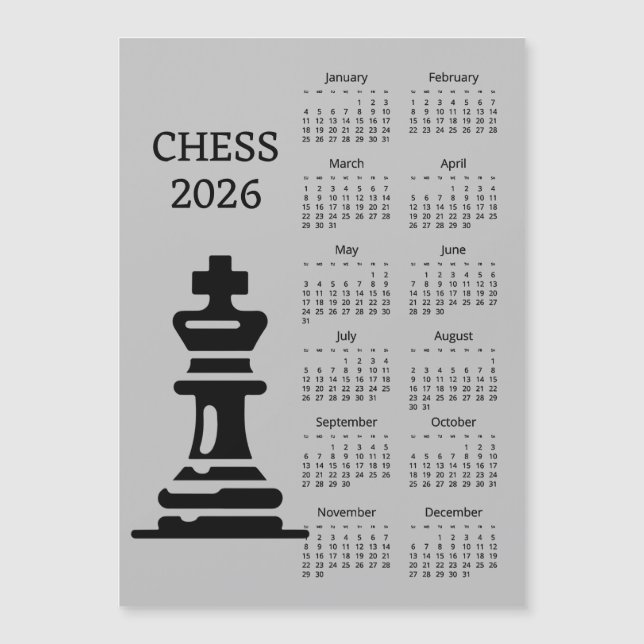Chess Piece King 2026 Calendar Magnetic Card (Anverso)