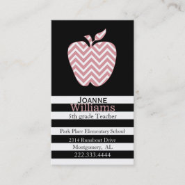 Chevron Apple y Stripes Teachers tarjeta de visita