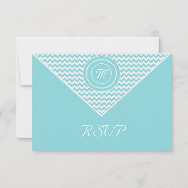 Chevron azul y blanco RSVP (Anverso)