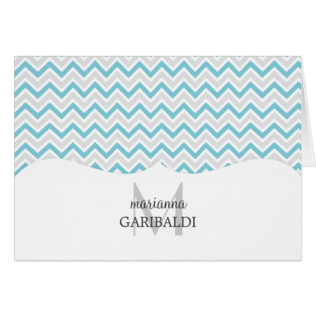 Chevron azul y moderno personalizado (Anverso (Horizontal))