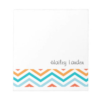 Chevron azul y Naranja | Bloc de notas personaliza