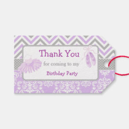 Chevron Ballerina Morado y Gris Gracias Etiqueta D