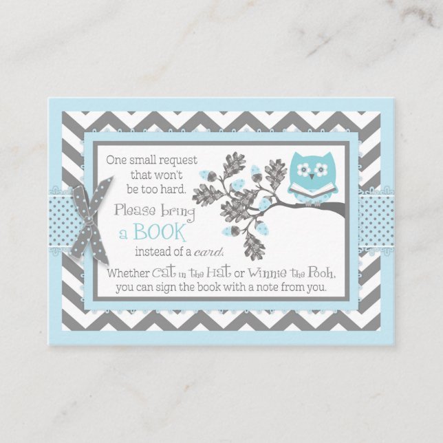 Chevron Blue Owl Leer Una Tarjeta De Libro (Anverso)