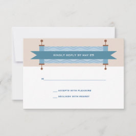 Chevron Blues Bar Mitzvah RSVP Card