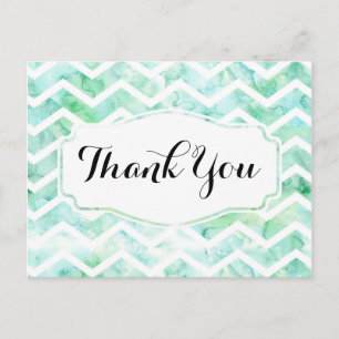Chevron de color verde suave gracias postal