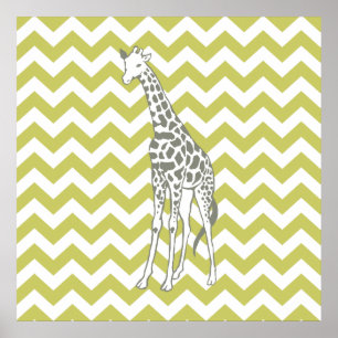 Chevron de Safari Khaki con jirafa de arte pop