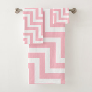 Chevron diagonal grande rosa y blanco