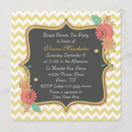 Chevron elegante e invitación nupcial floral de la