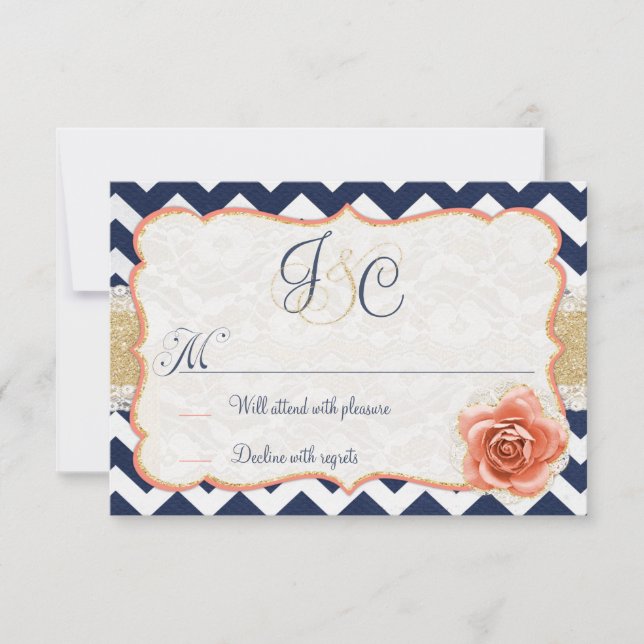 Chevron Garden RSVP Insertar tarjetas (Anverso)