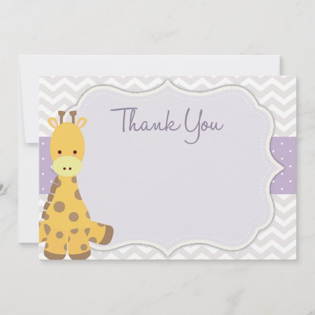 Chevron Giraffe Baby Shower Tarjeta de agradecimie (Anverso)