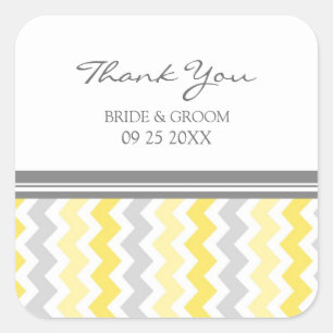 Chevron Gris Amarillo Gracias Etiquetas Favor De B