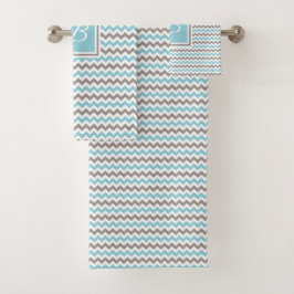 Chevron gris azul monogramado